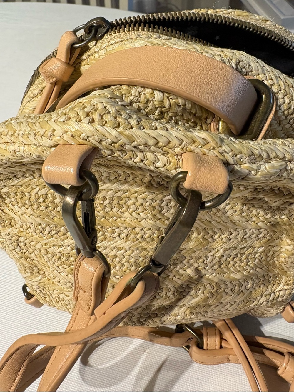 Malibu Skye Woven Raffia Convertible Mini Backpack - Picture 6 of 9